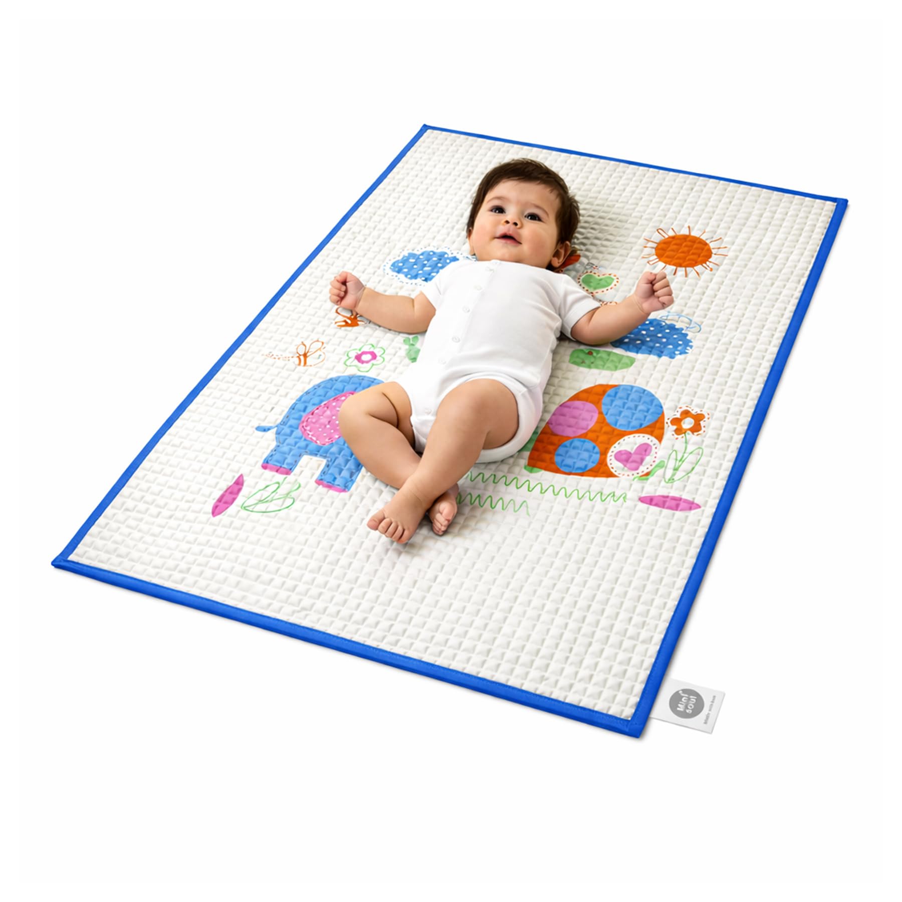 Air-Filled Waterproof Baby Play Mat 60×90 cm Jungle Print Natural Latex Baby Massage & Crawling Mat Non-Toxic, Anti-Slip Baby Rubber Mat for Diaper Changing, Floor Play & Bed Protection Blue-image-42