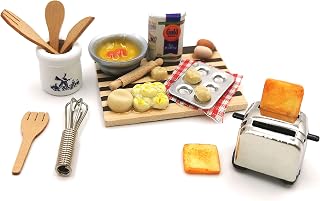 Dollhouse Decoration Accessories, 1:12 Dollhouse Miniature Scene Model Breakfast Bread Machine Set