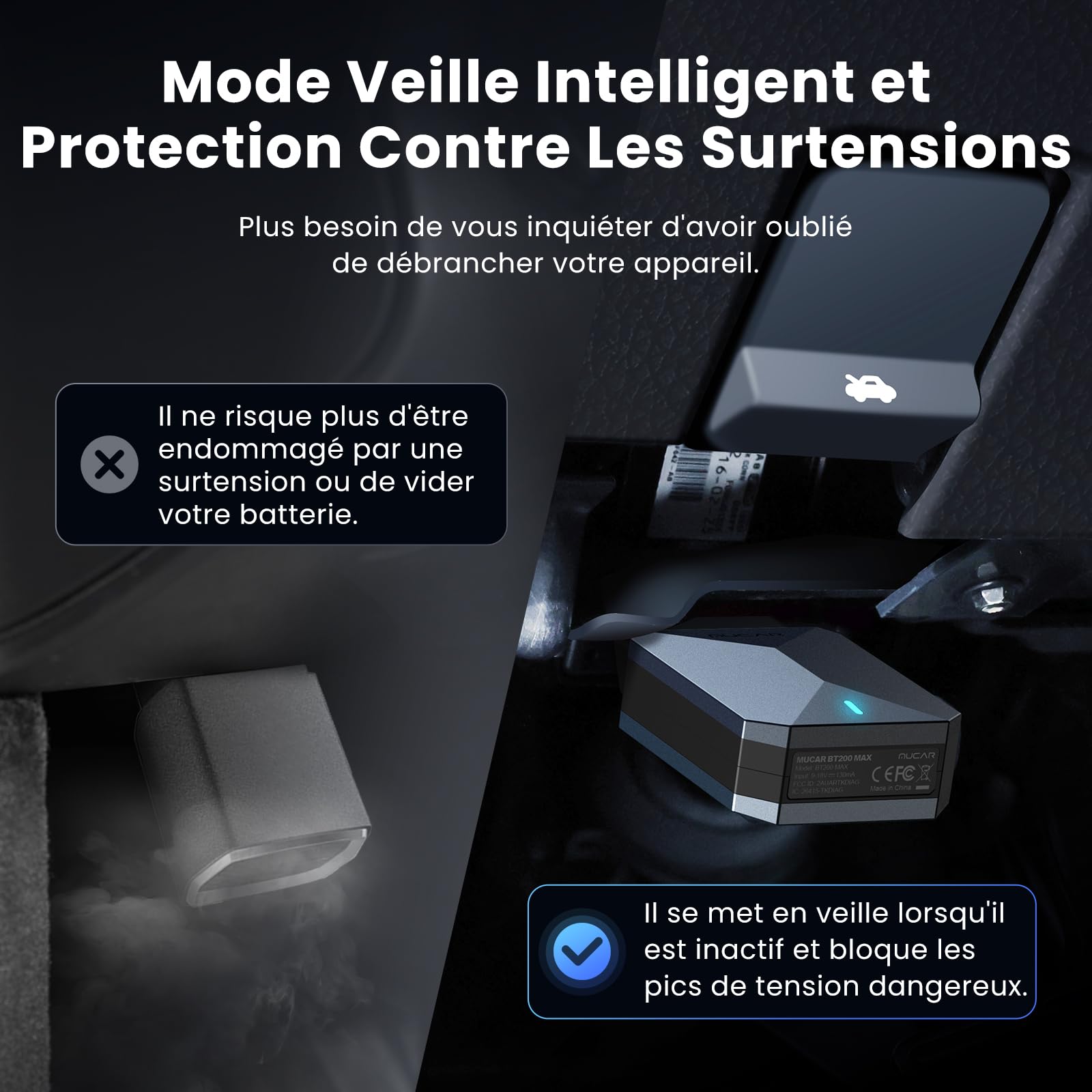 MUCAR BT200 MAX Assisté par l'IA Valise Diagnostic Voiture Bluetooth, Prise en Charge ELM327, Diagnostic Complet du Système avec Tests D'action Bidirectionnels, 15 Fonctions Maintenance, Gratuit à Vie