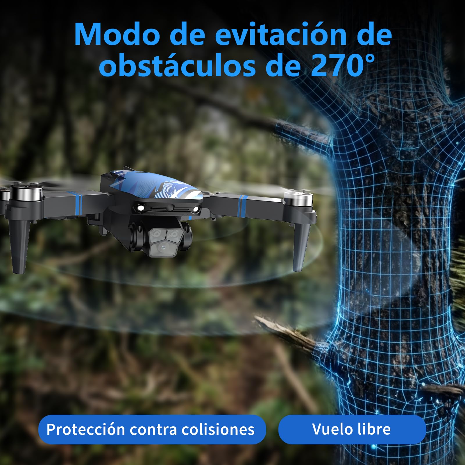 Dron con Cámara 4K para Adultos, Mando a Distancia con Pantalla LCD, FPV, Esquiva de Obstáculos 270°, 3D Flips, Cuadricóptero Plegable, Tarjeta SD 32GB