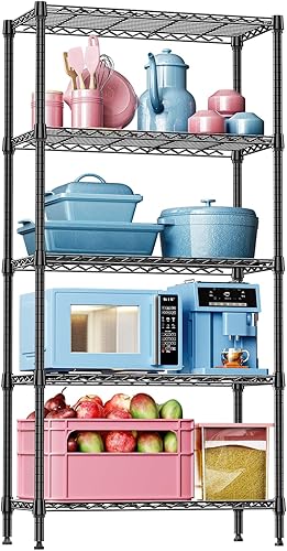 Miniatura 16 de IZEUK Estantes de almacenamiento de metal cromado de 4 niveles, organizador de estantería de alambre ajustable para cocina, baño, hogar, 1000