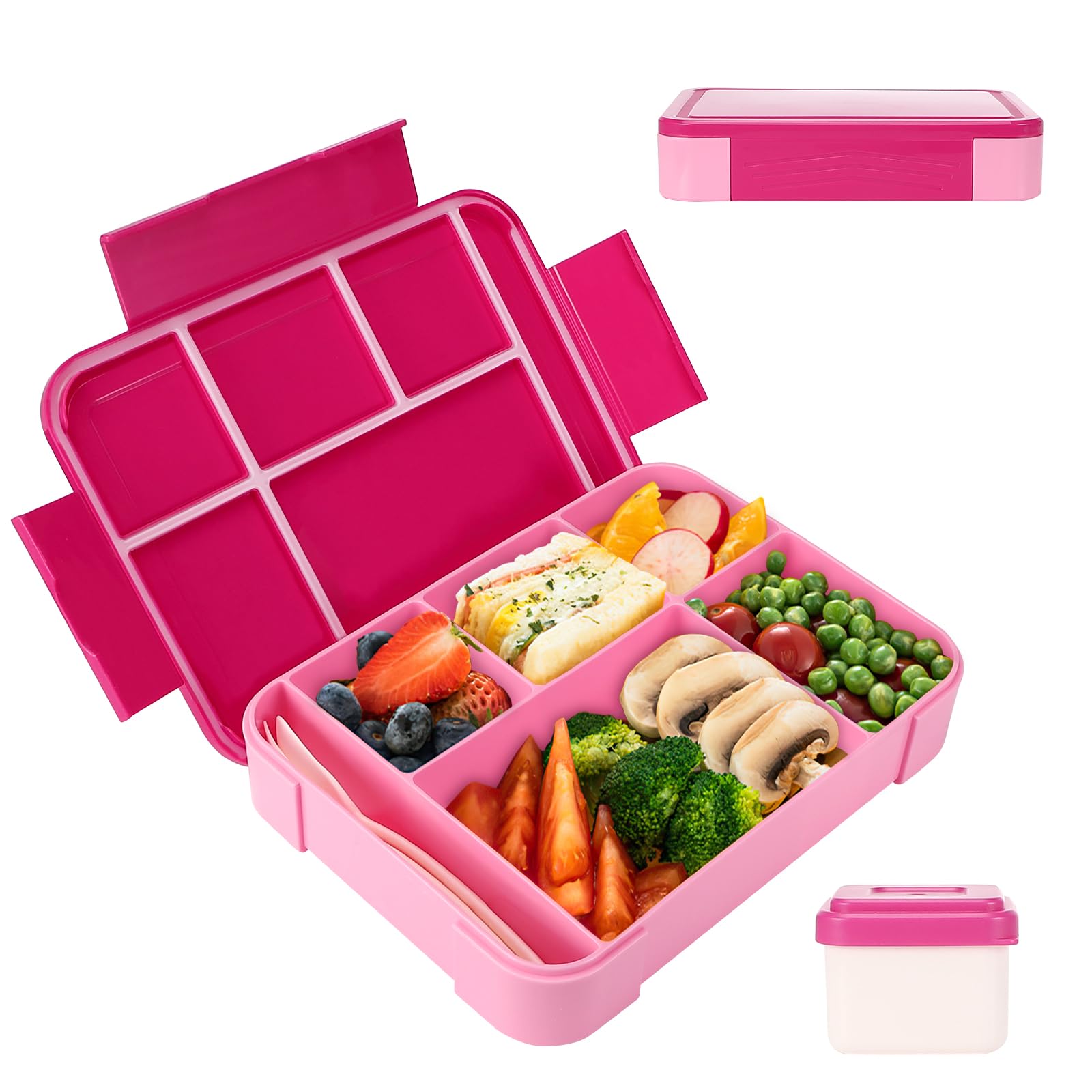 Sprifityy Pudełko śniadaniowe dla dzieci z przegródkami, Bento Box dla dzieci, 1330 ml, szczelne pudełko na lunch