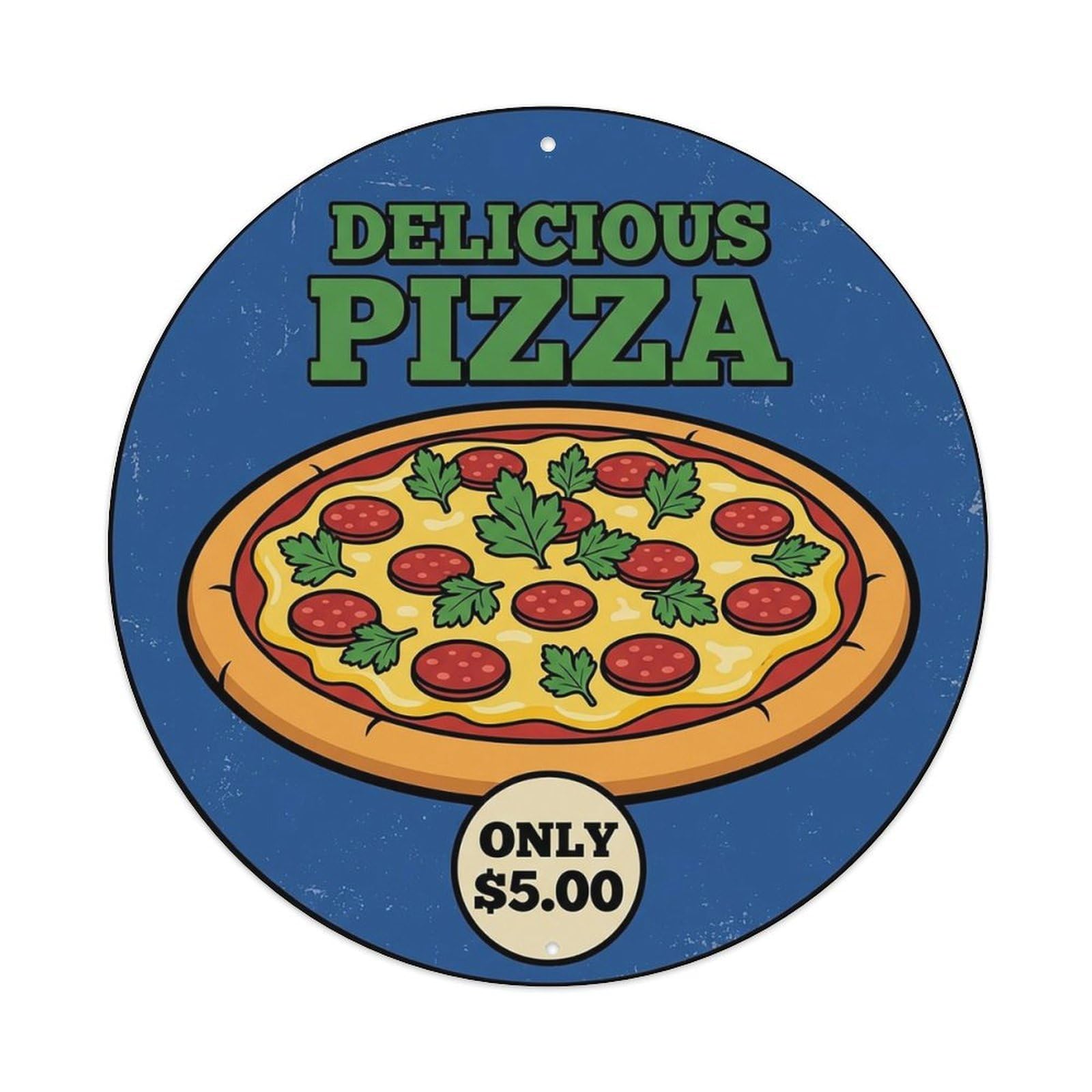 Cwbufd Vintage Style Vintage Pizza Slice Italian Traditional Cuisine Parsley Vintage Metal Tin Sign Plaque Wall Decor For Cafe, Club Bar, Office, Garden Metal Poster 8X8inch