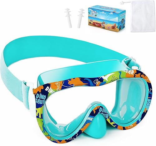 Miniatura 1 de Gafas de natación para niños con cubierta para la nariz, máscara de esnórquel panorámica de 180 con diseño antivaho y antifugas, correa de tela