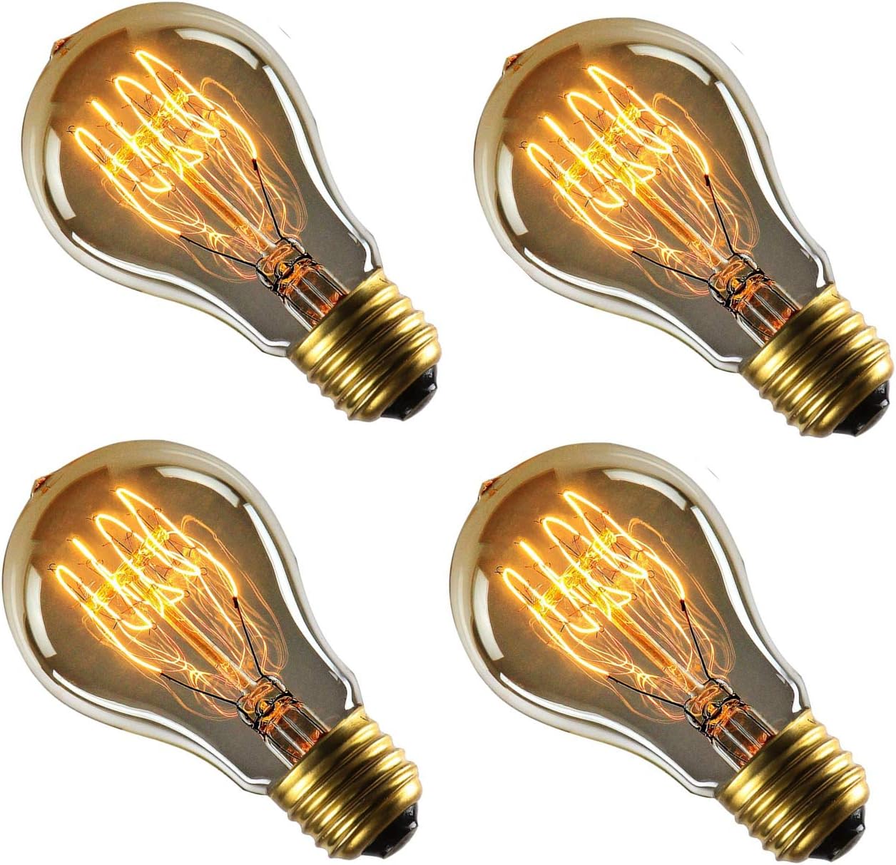 MALI Sister-A Vintage Light Bulbs Filament Light Bulbs Edison Bulbs - A19 E27 40W Pack of 4