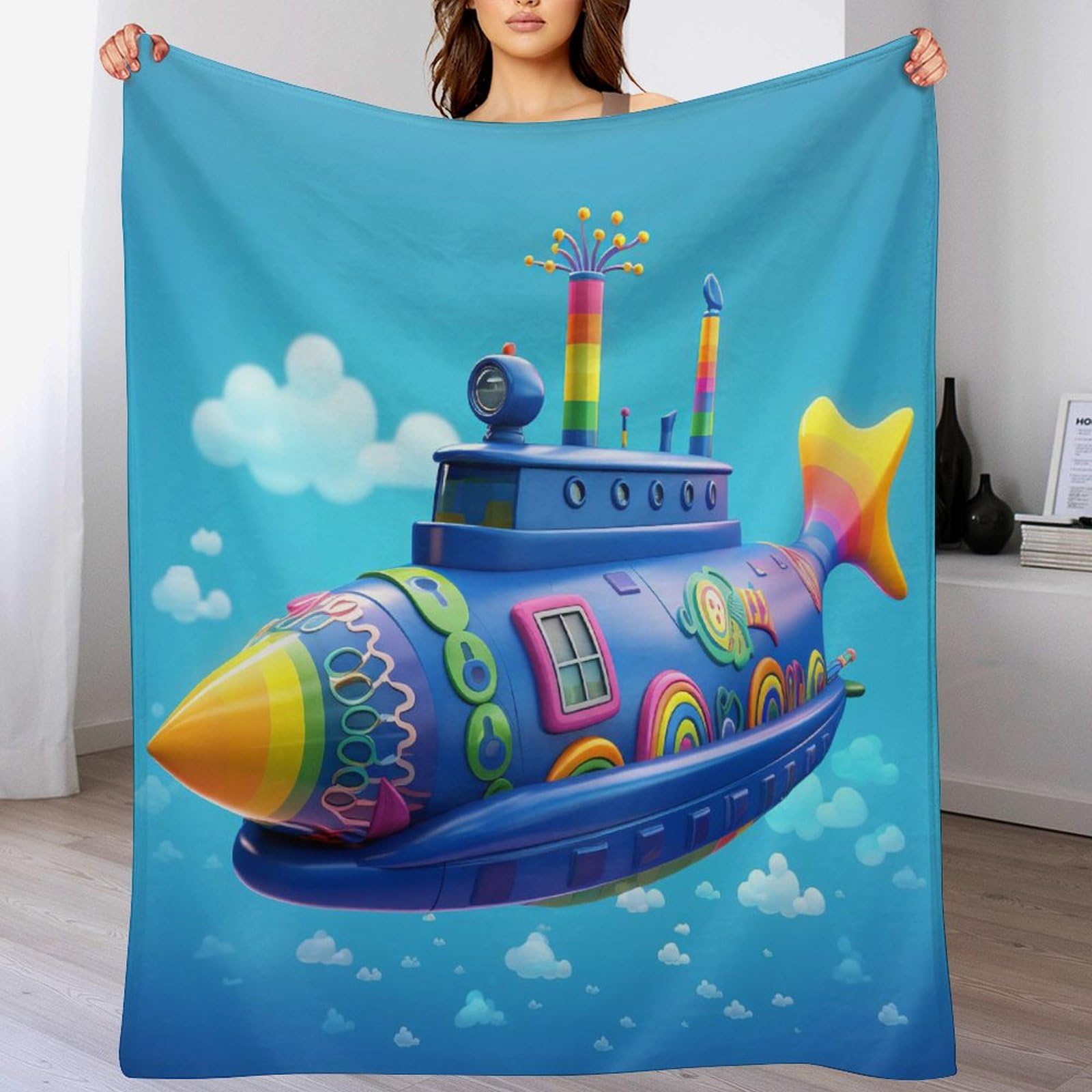 Couverture motif sous-marin bleu pour apaiser les nuits de bébé