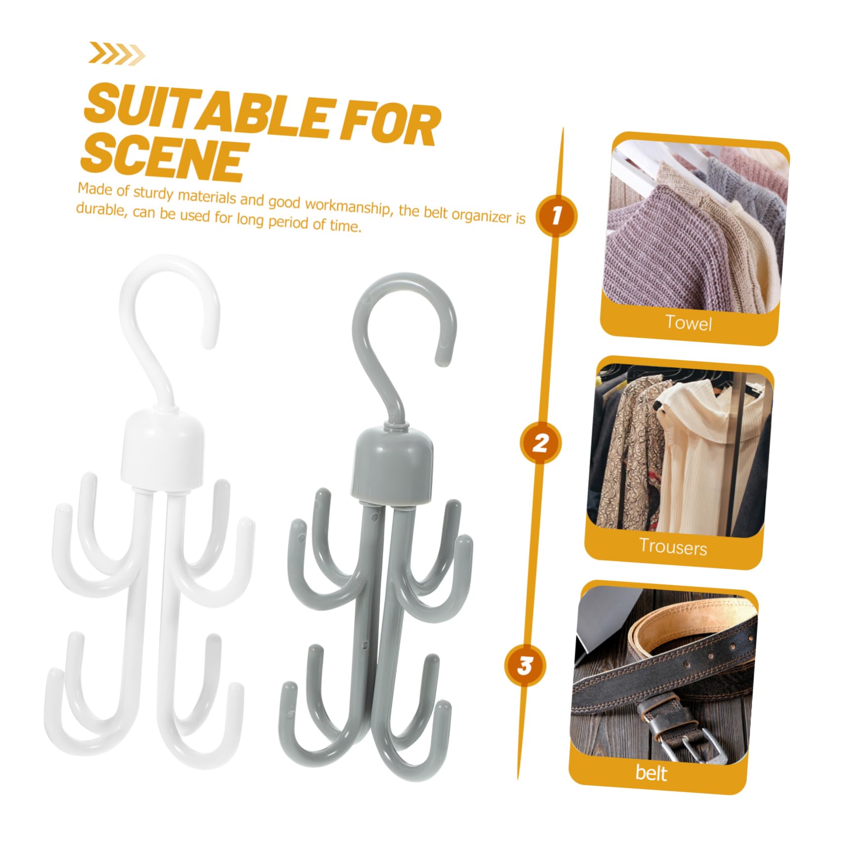 Ciieeo Organizador De Cinturones Percha Colgante para Armarios Soporte De Cinturones De Plástico Espacio Accesorio para Closet 2 Piezas X 4