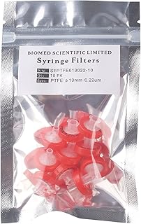 Syringe Filter Hydrophilic PTFE Membrane 13mm Diameter 0.22um Pore Size Non Sterile by Bioemd Scientific 10Pcs