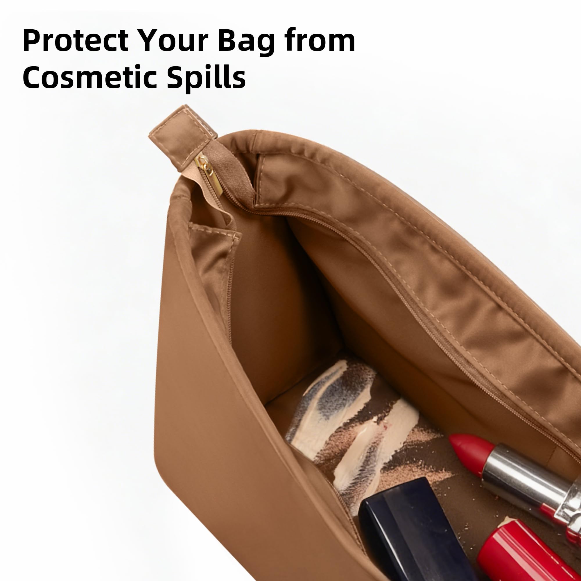 DGAZ Satén Organizador Interior para Neverfull GM con Cremallera, Gold
