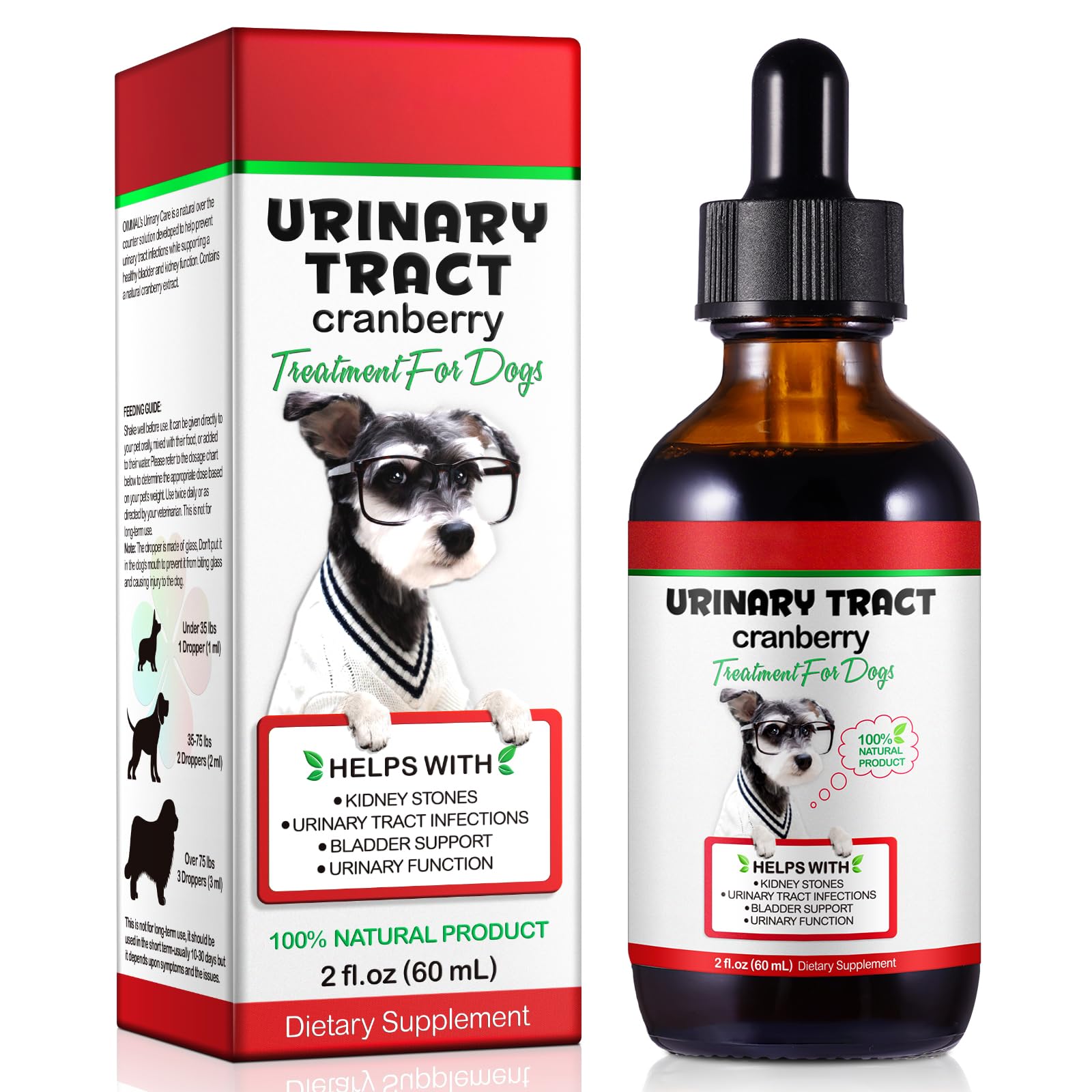 Dog Uti Treatment, Dog Urinary Tract Infection Treatment, Urinary Tract for Dogs with Cranberry Extract 60ML