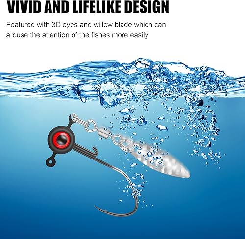 Miniatura 5 de Juego de cabezas de plantilla de crappie, gancho de cabeza de pesca para pesca con bola de ojo, 116 onzas de cabeza de plomo de gancho de la