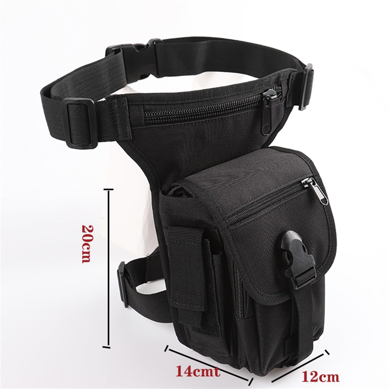 Sacoche de Jambe Moto Hommes Toile Goutte Jambe Sac Noir Taille décontracté Ceinture Hanche Bum Moto Messager Sacs à bandoulière
