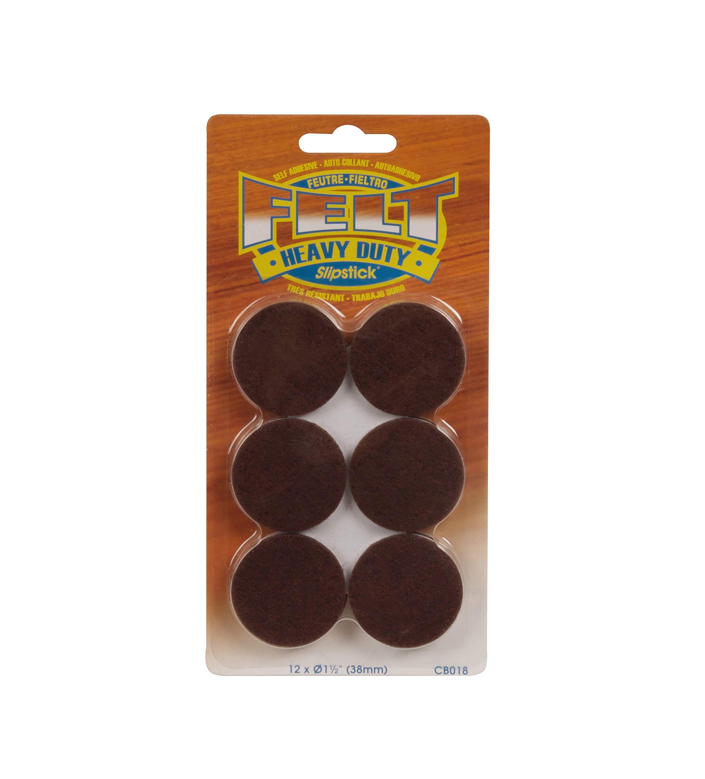 Slipstick CB017 1 – 1/2 pulgadas redondo muebles almohadillas de fieltro auto stick de uso pesado con Adhesivo, CB018