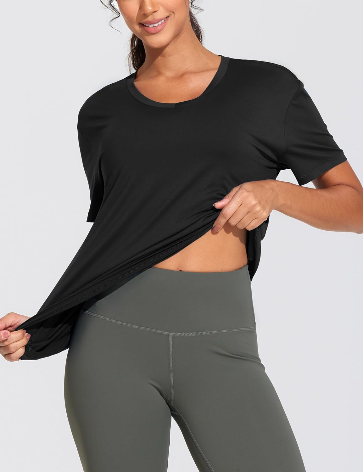 THE GYM PEOPLE Women's Short Sleeve Loose Fit T Shirts Basic Summer Casual V-Neck Breathable Workout Tee Tops - Image 3