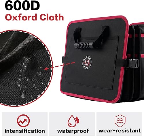 Miniatura 4 de LIBZAKI Organizador de maletero de automóvil, 3 compartimentos, gran capacidad, plegable, caja de almacenamiento resistente de 95 litros para