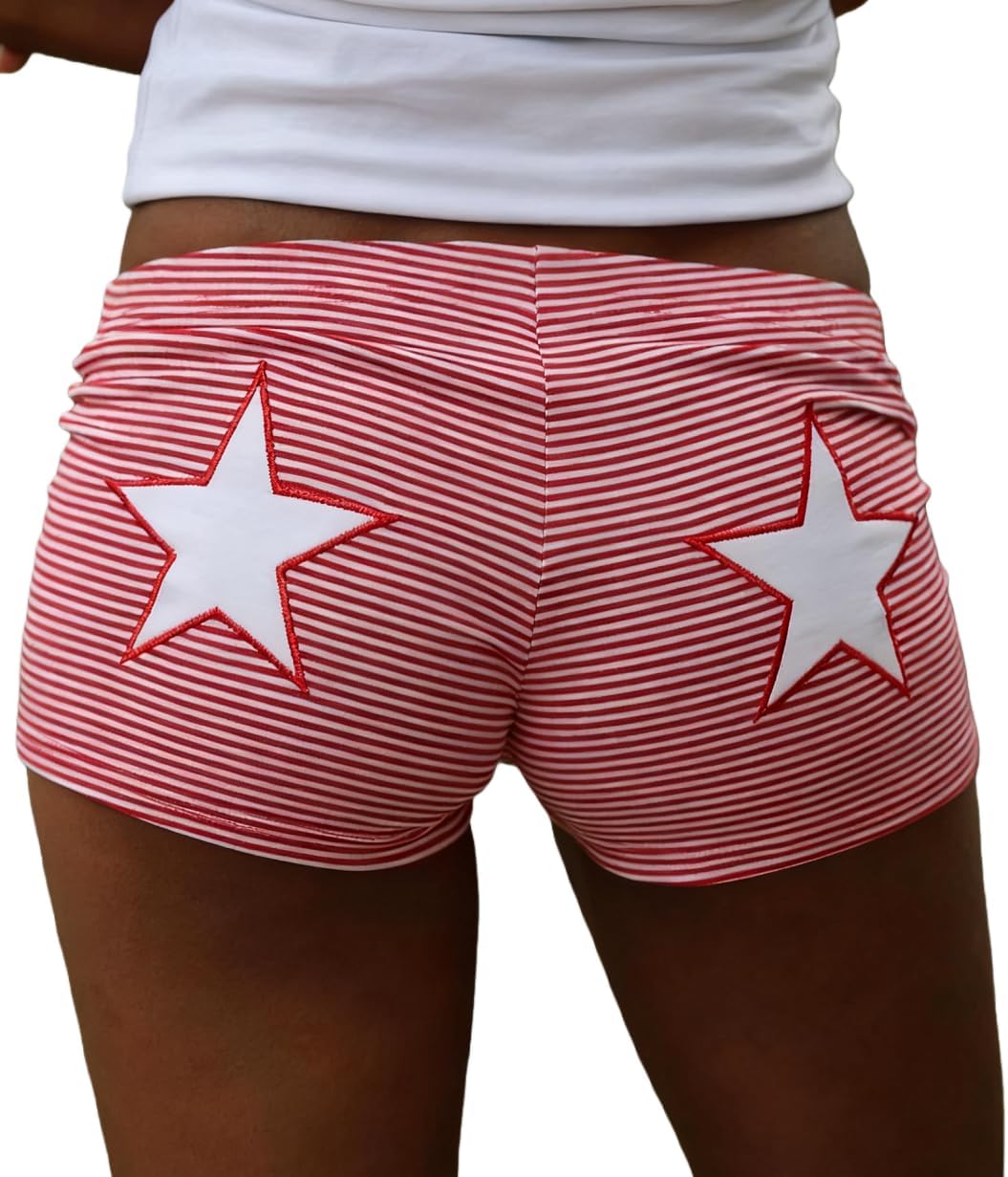 Luckinbaby Women Star Booty Shorts Low Waist Stretchy Skinny Micro Mini Shorts Y2k Going Out Party Short Bottoms