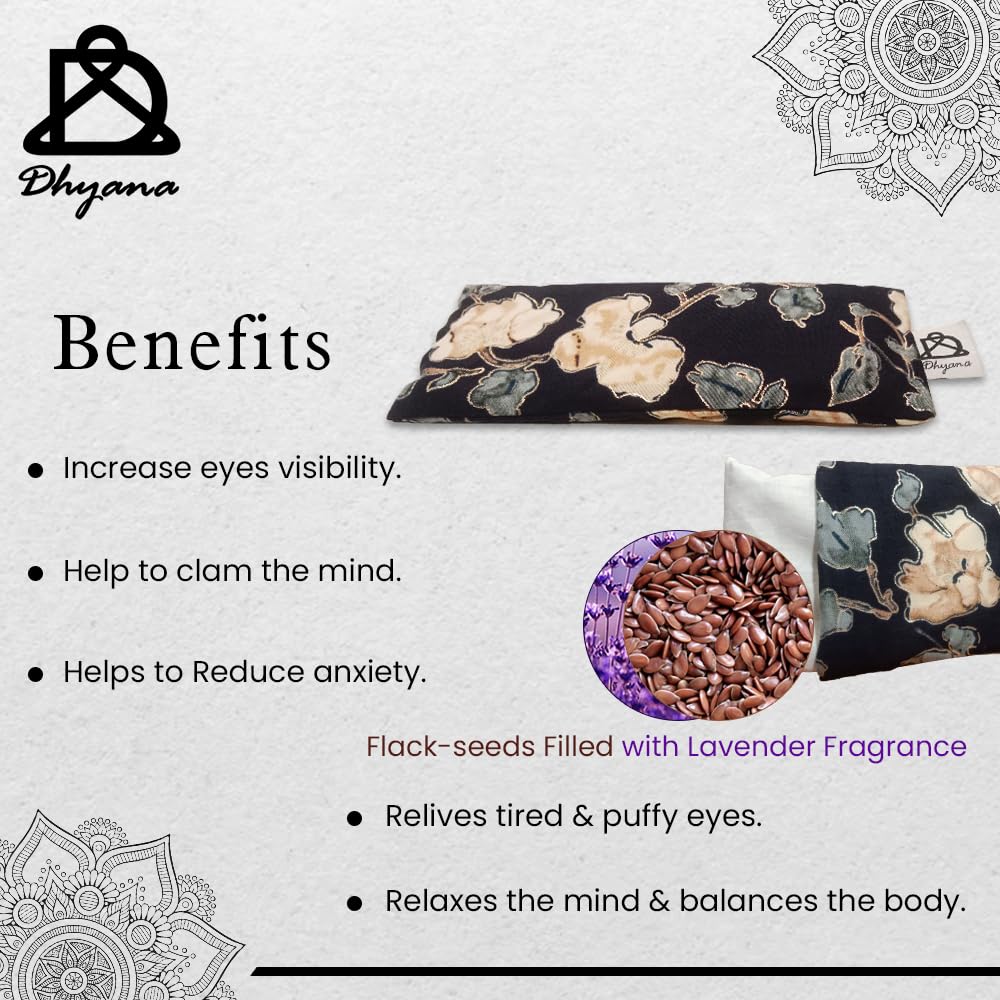 Dhyana Yoga Eye Pillow, enriched with Lavender & Flax Seeds | Head Ache & Insomnia Relief | Pure Linen Fabric 3