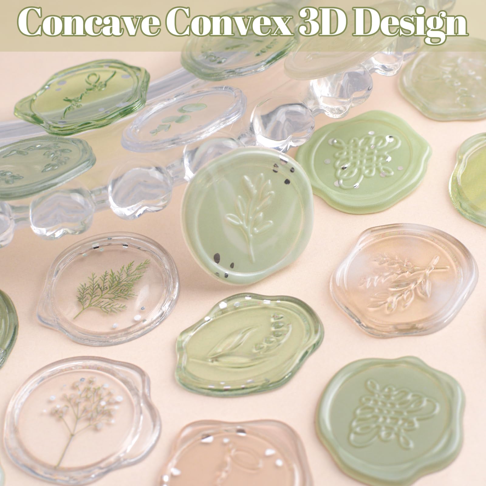 URROMA Sceau De Cire Autocollant, 108 PCS Acrylique Transparent