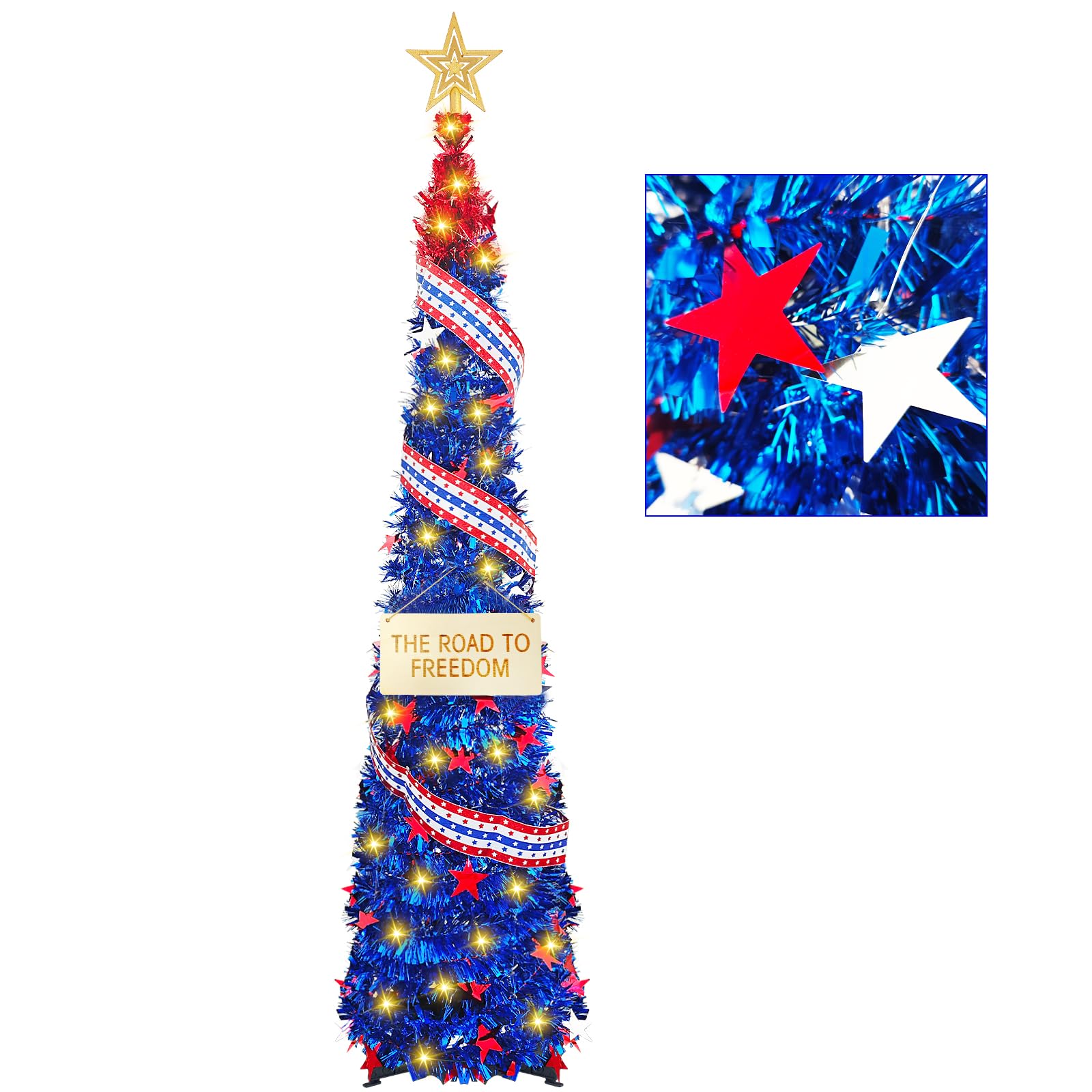KOLODOGO 4th of July 5 Ft Artificial Christmas Tree Pop-Up