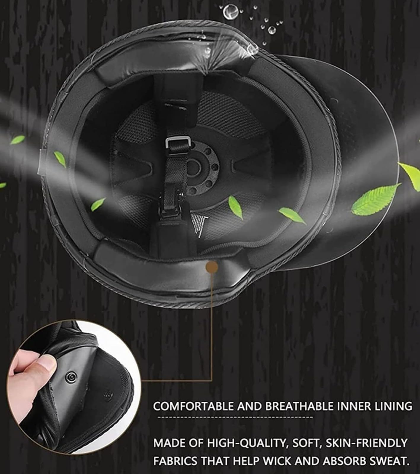 3/4 Bluetooth Motorradhelm Retro - Leder Jethelm Mit Schutzbrille