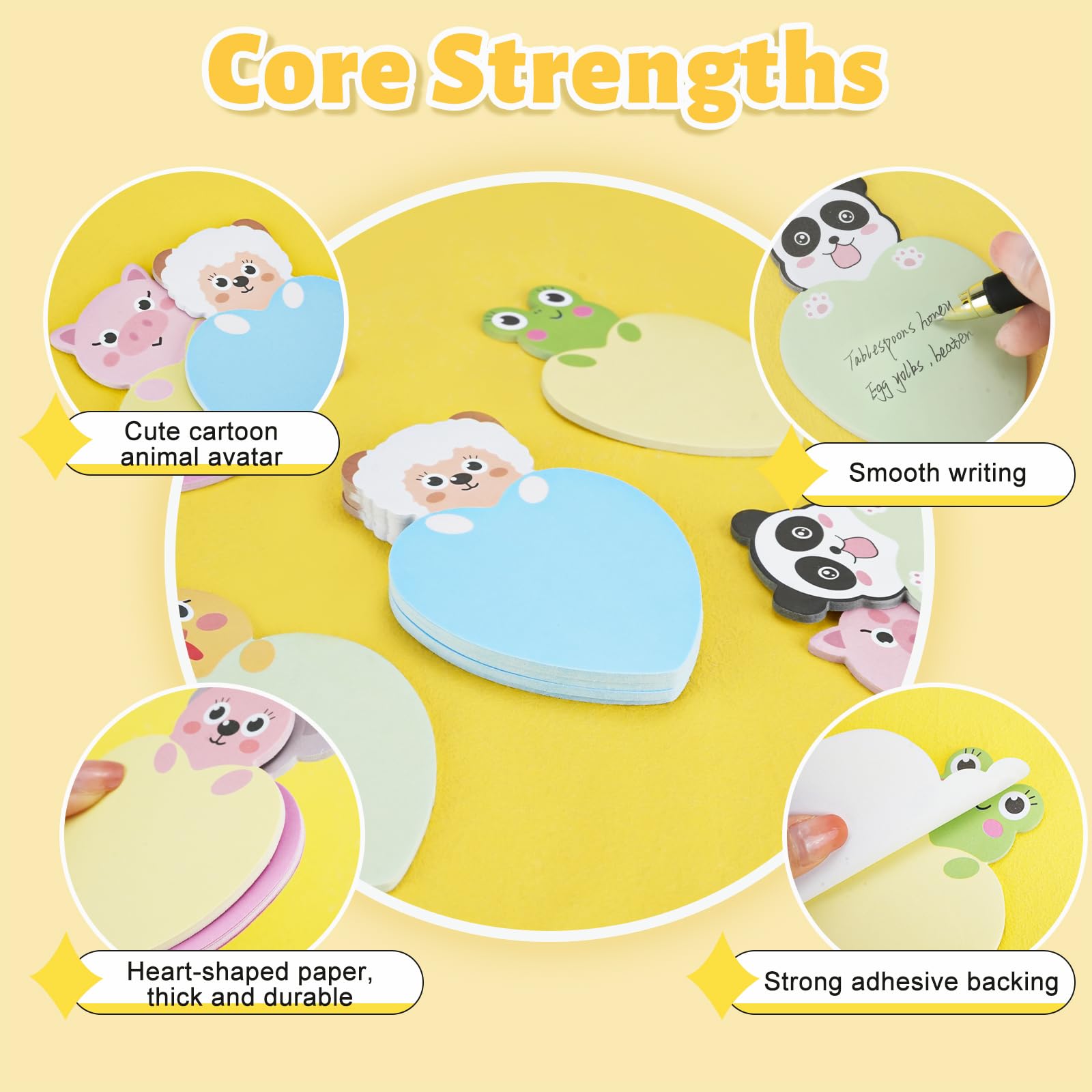 CRITIVE-S 36PCS Sticky Notes Set Cartoon Animal, Pastel Sticky Note Shaped Memo Note Pads - Image 2