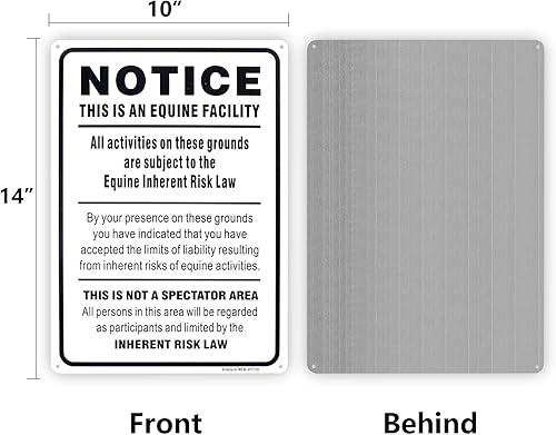 Miniatura 2 de Señal de responsabilidad equina, estatuto de caballos, establo de granero, 10 x 14 pulgadas, aluminio libre de óxido .040, reflectante, protegido