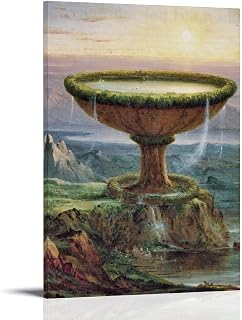Thomas Cole The Titan's Goblet Romanticism Landscape Art Print with Enormous Stone Goblet And Waterfalls Wall Decor Wall Art Scroll Canvas Painting Picture Living Room Decor Home Frame 08x12inch(20x30