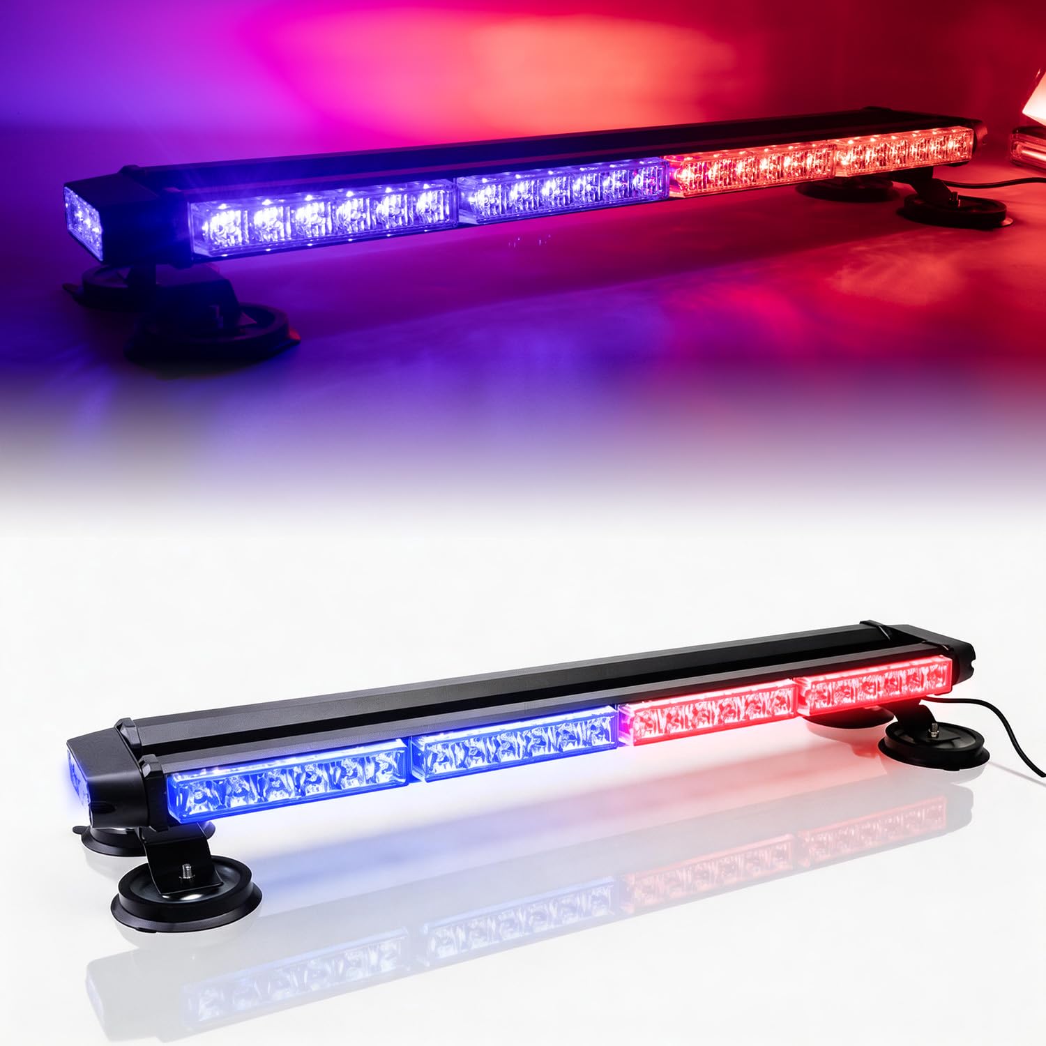 54 luces LED de policía de techo de 25.6 pulgadas, barra de luz magnética superior roja y azul, doble cara, advertencia, precaución, peligro, seguridad, tráfico, luces con controlador para