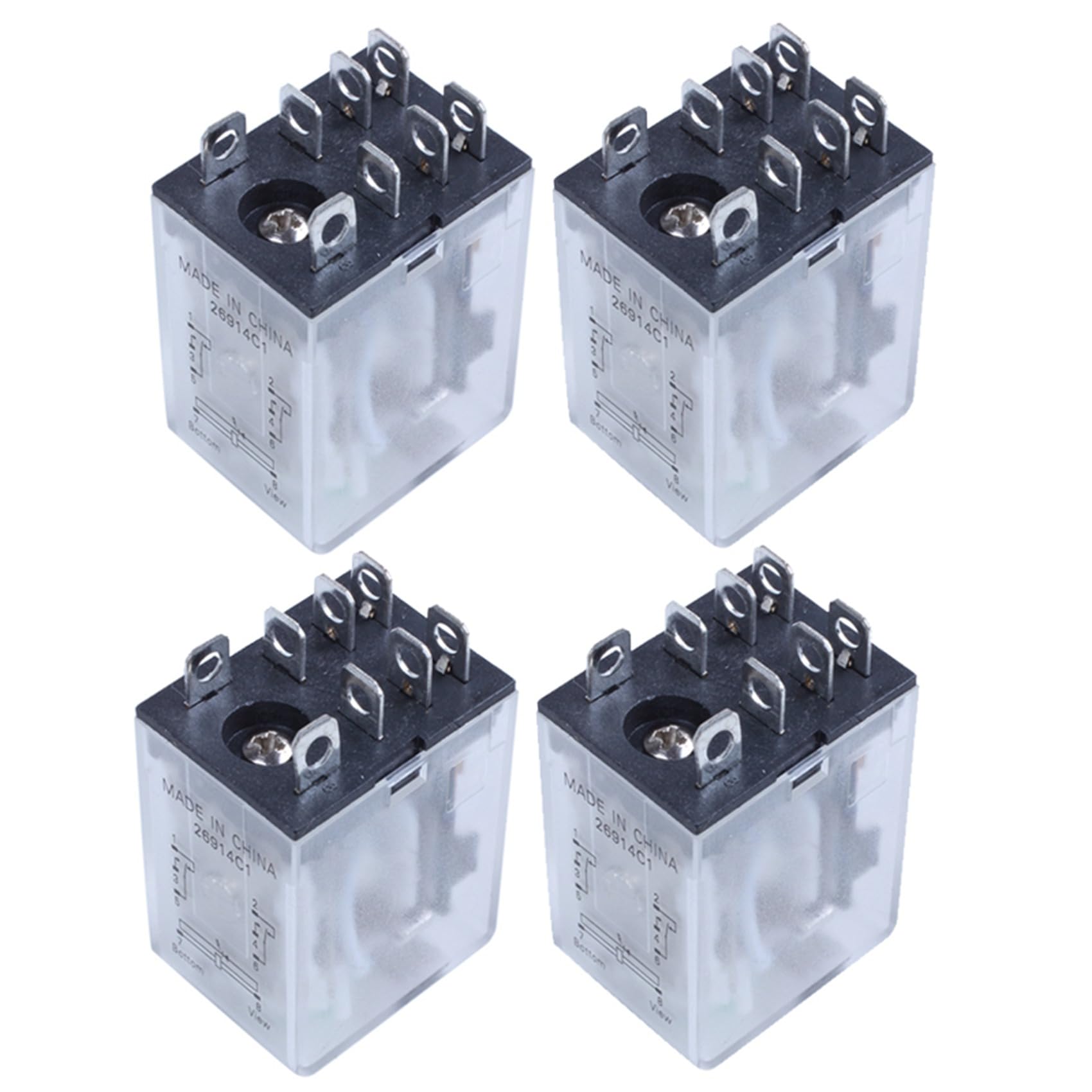 Jnchdghwa 4X JQX-13F LY2 DC 12V Coil 8-Pin DPDT Green LED Electromagnetic Relay