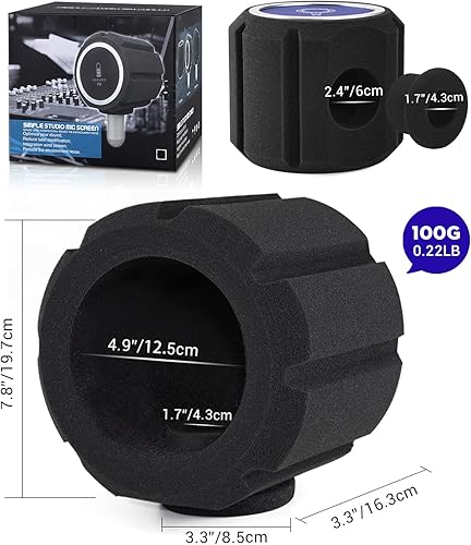 Miniatura 6 de Facmogu Filtro de espuma para parabrisas de micrófono grande, filtro de protección contra el viento, filtro acústico con esponja gruesa para