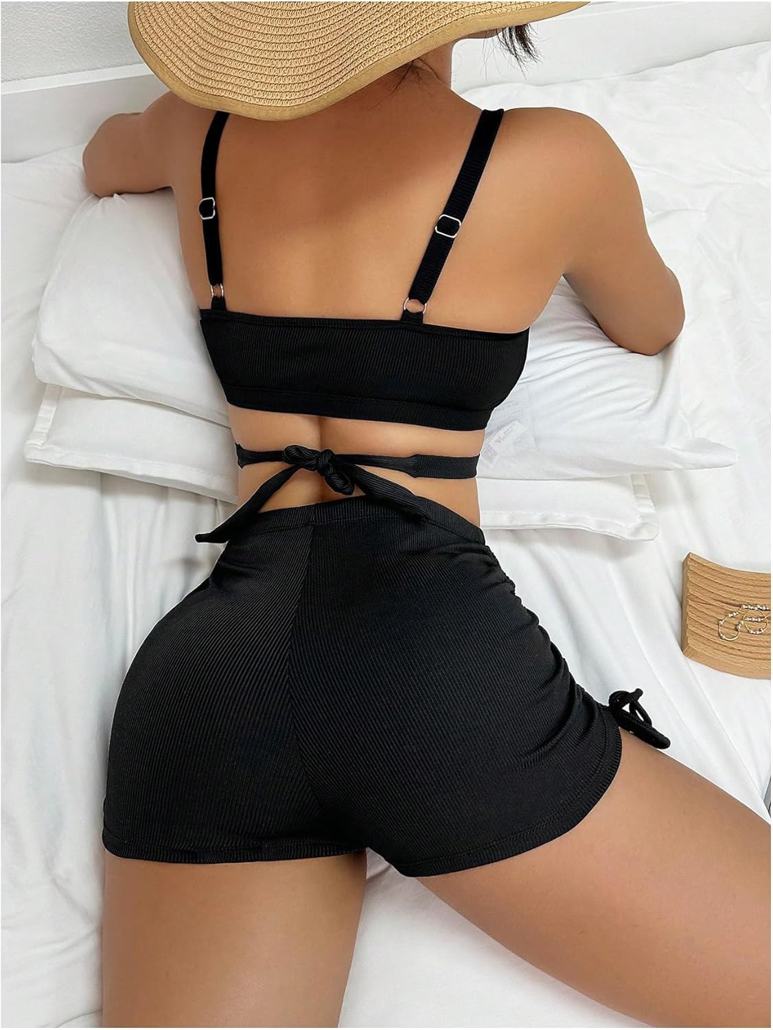 SHENHE Women's 2 Piece Swimsuit with Shorts High Waisted Ruched Boyshort Bikini Set Swimwear - Image 2