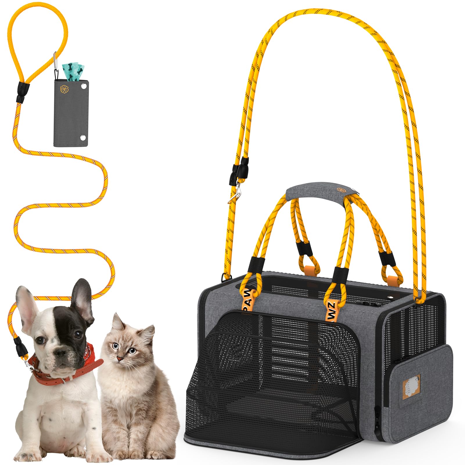 PAWZIDEA Expandable Pet Carrier Airline Approved, 18&times;11&times;11 Inches Small Dog Carriers, Collapsible Top-Load Cat Carrier for 2 Cats Under Seat, Soft-Sided Puppy & Animal Travel Bag, ID Card, Up to 15lbs