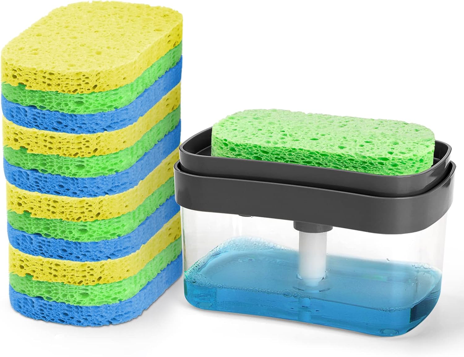 HOMEXCEL Dish Soap Dispenser for Kitchen Sink,Sponge Holder with 12