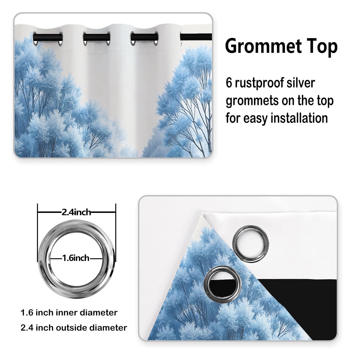 Pflanzenwald Vorhänge, Aquarellpflanzen Vorhang Blickdicht Thermo Verdunkelungsvorhänge Mit Ösen - Blau Gardinen Wohnzimmer Schlafzimmer Fenster - H175 x B140 cm (2er Pack)