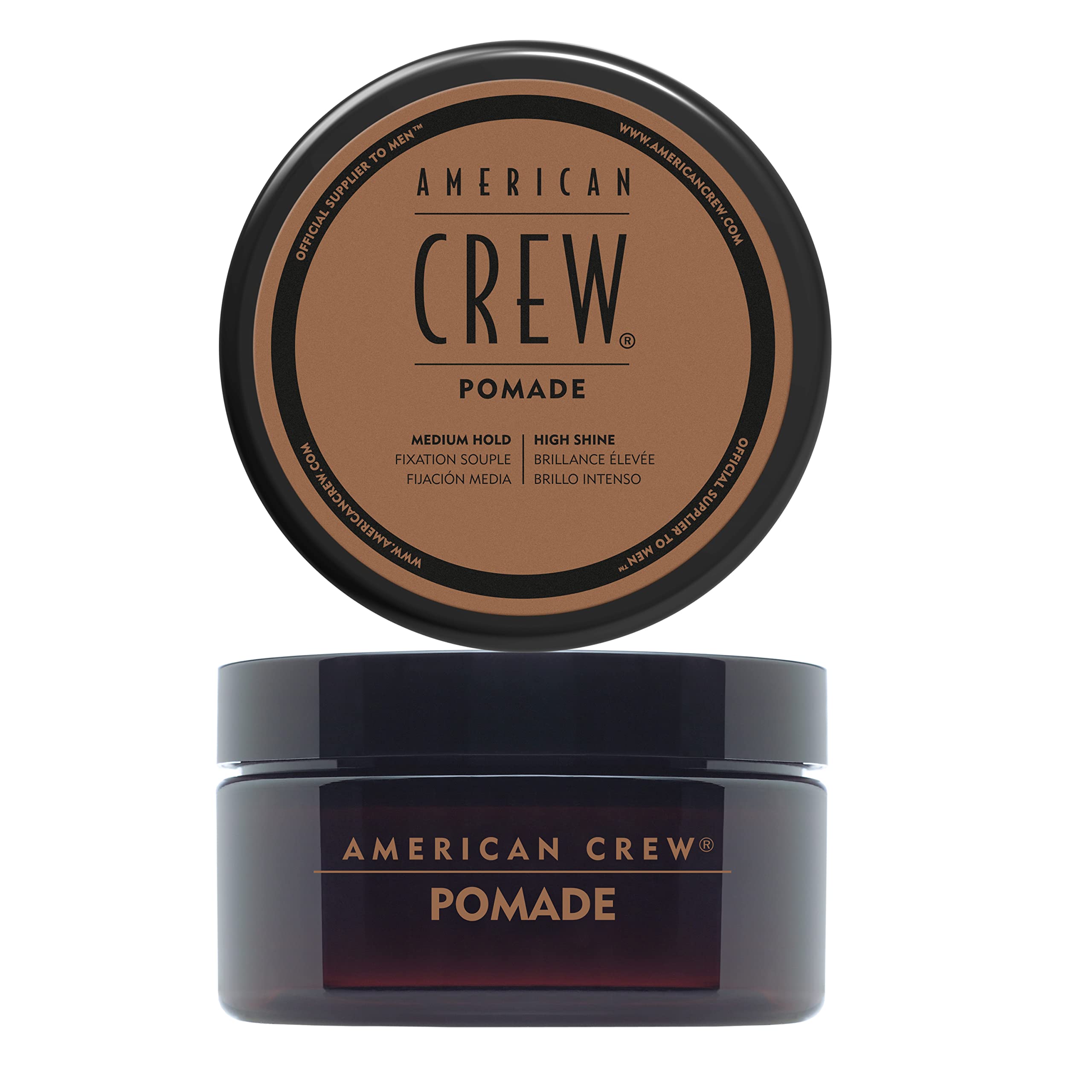 American Crew - Pomade - Cire Coiffante Fixation Souple - Cire Cheveux Homme Brillance Elevée - Produit Coiffant pour Style Créatif - Produit Cheveux Bouclés et Raides - 85ml