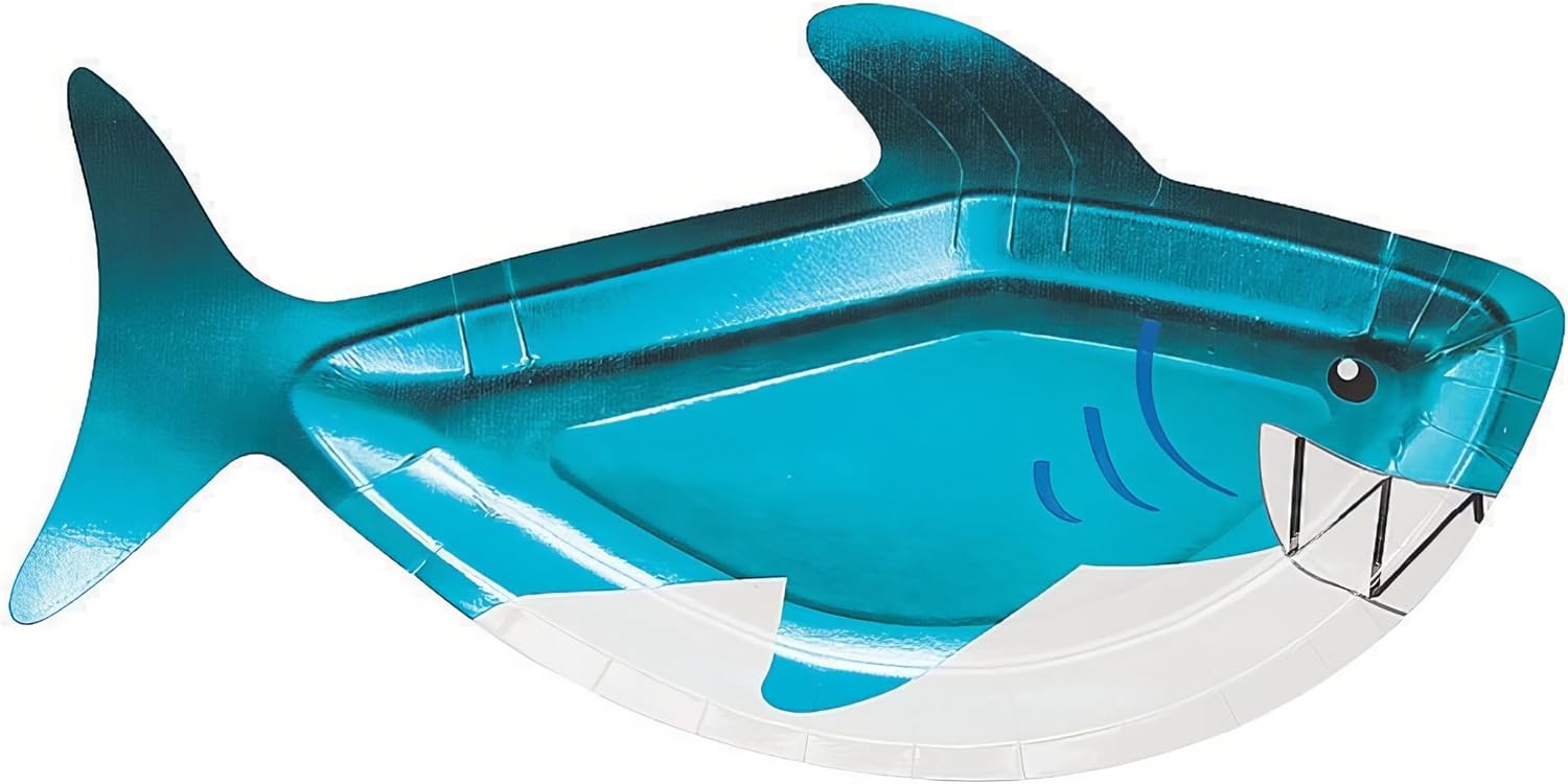 Fun Express Shark Party Shark-Shaped Paper Dessert Plates - Shark Theme Party Baby Shower Party Plates - Party Decoration Perfect for Birthday Event Party Wedding - Tableware Party Supplies - 8 Pieces image 2 of 3 B08CS24JYM