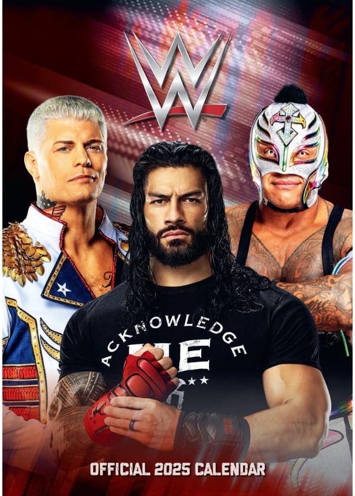 2025 Calendar WWE Men Month to View A3 Wrestling Calendar Official Product