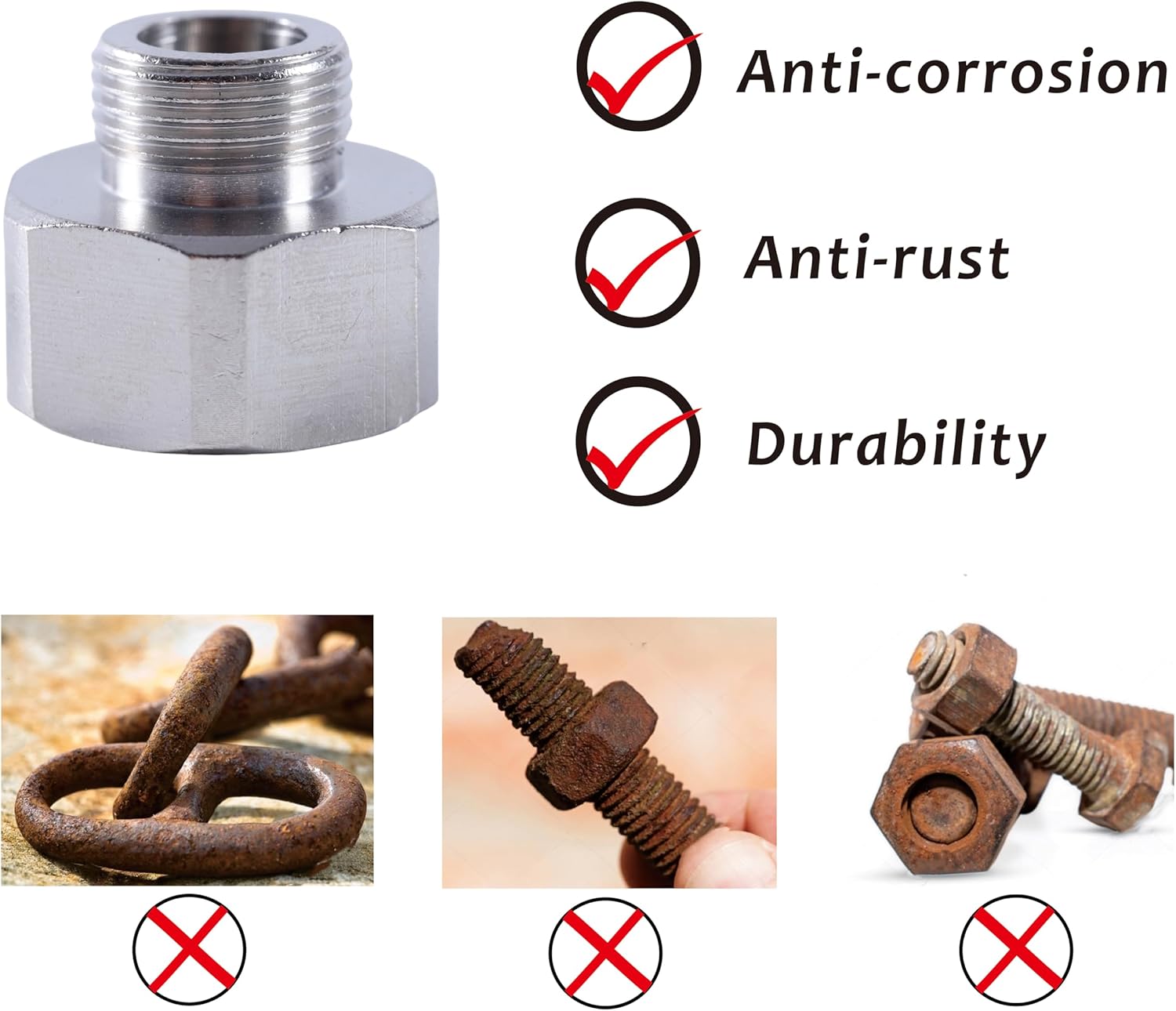 4 PCS brass Water Line Adapter, Pipe Fittings in 1/2" Female to 3/8" Male Reducer Adapter, Compression Fitting for Kitchen Bathroom Faucet Supply Hose, Pipe Connector With Rubber Washer