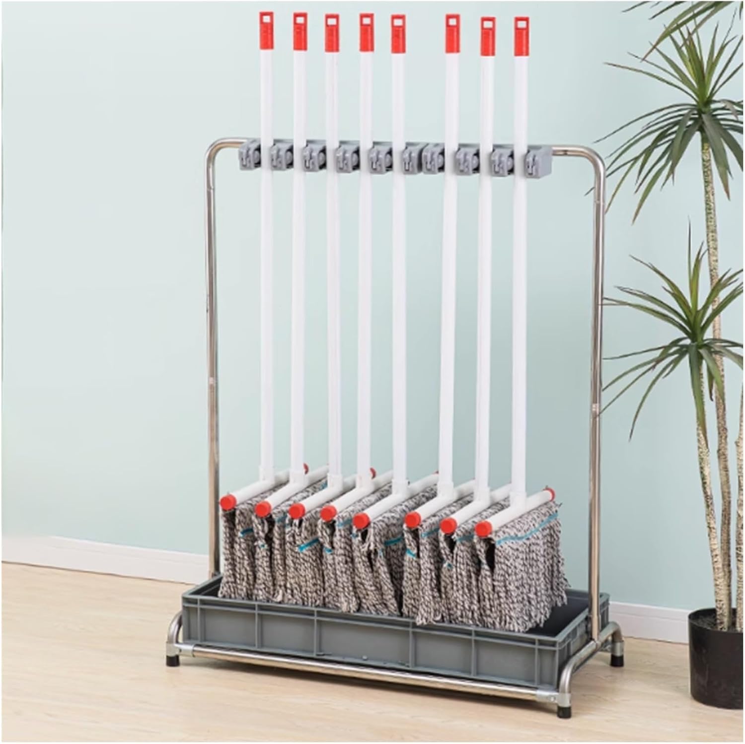 Mop Broom Holder,Broom Mop Holder, Hand Trucks Broom, Cleaning Supplies Organizer, Household Mop Buckets, Commercial Mop Service Basin,