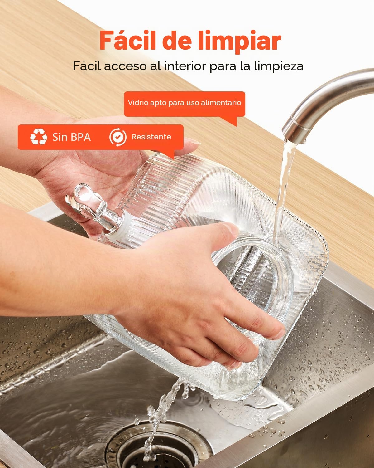 VEVOR Dispensador de Bebidas 3 L para Fiestas, Dispensador de Zumo de Cristal con Grifo y Tapa Antigoteo, para Agua, Té Helado, Limonada y Zumo para Restaurantes, Hoteles y Fiestas, Transparente
