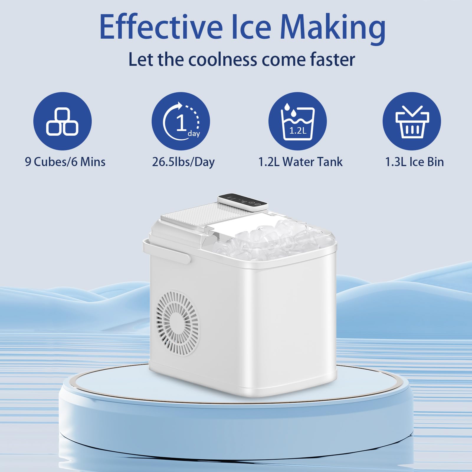 Dollardash 26lbs Per Day Portable Countertop Ice Maker, Self-Cleaning 2 Sizes Of Bullet Ice Machine With Scoop And Basket, 9 Cubes In 6 Min,Ideal For Home/Kitchen/Bar/Camping (Home, 26lbs/Day) on Fridge.com - View 2