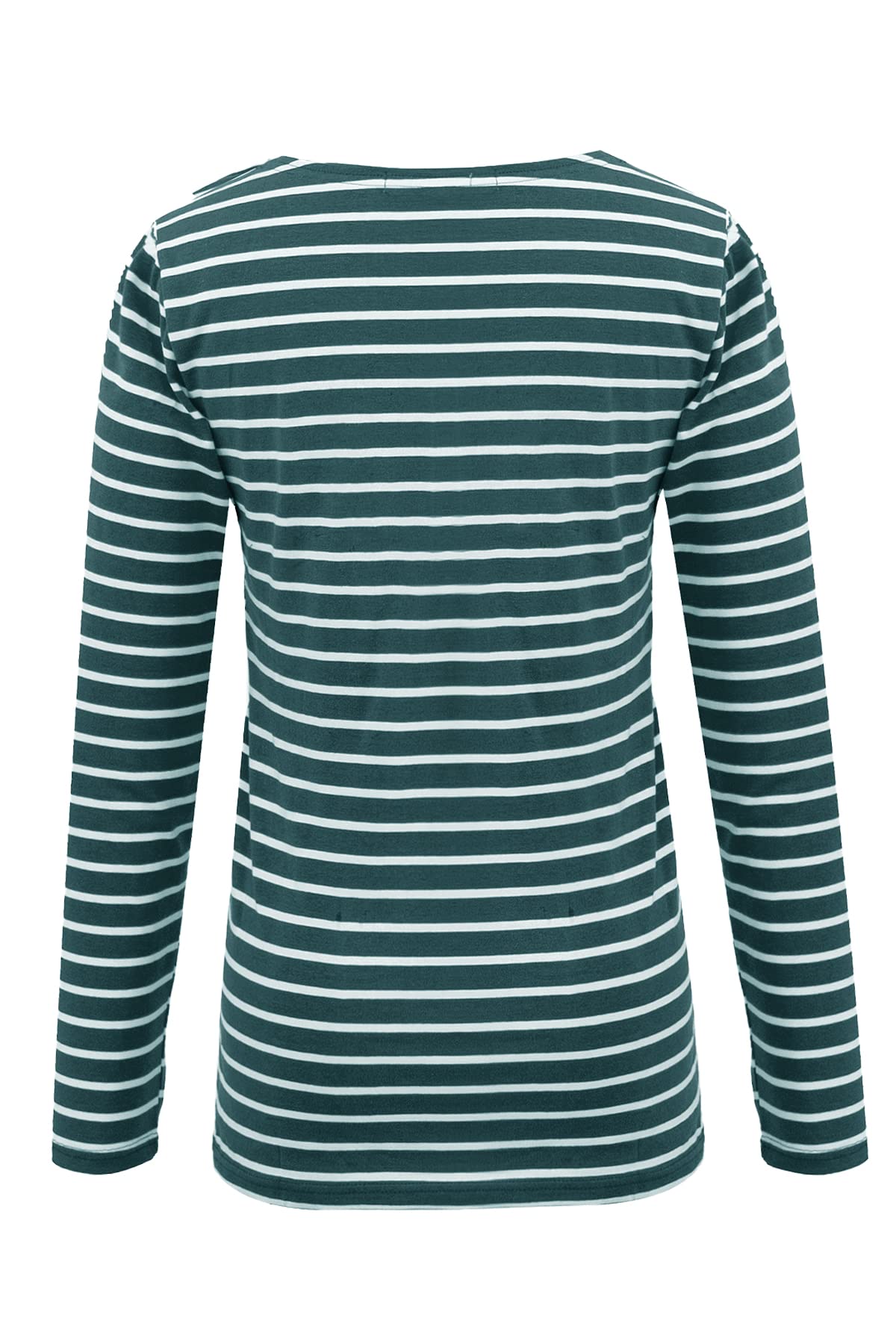 Smallshow Women's Maternity Nursing Tops Comfy Long Sleeve Breastfeeding T-Shirt Small Black-Light Grey-Deep Green Stripe
