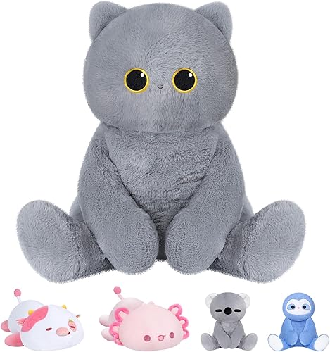 Mewaii Animales de peluche con peso, 3.5 libras personalizable para gatos de hasta 5 libras, peluche de gato de peluche para aliviar el estrés