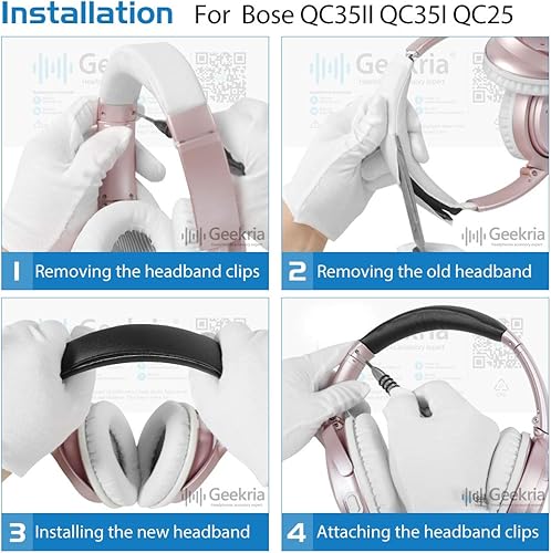 Miniatura 4 de Geekria Almohadilla para la diadema compatible con Bose QuietComfort 35 ii Gaming, QC35 II/QC35/QC25/QCSE auriculares, pieza de reparación (negro)
