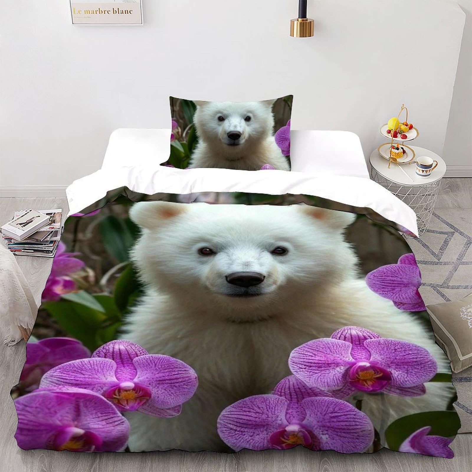 Housse de couette violette ours 3D le cadeau parfait pour lit de fille