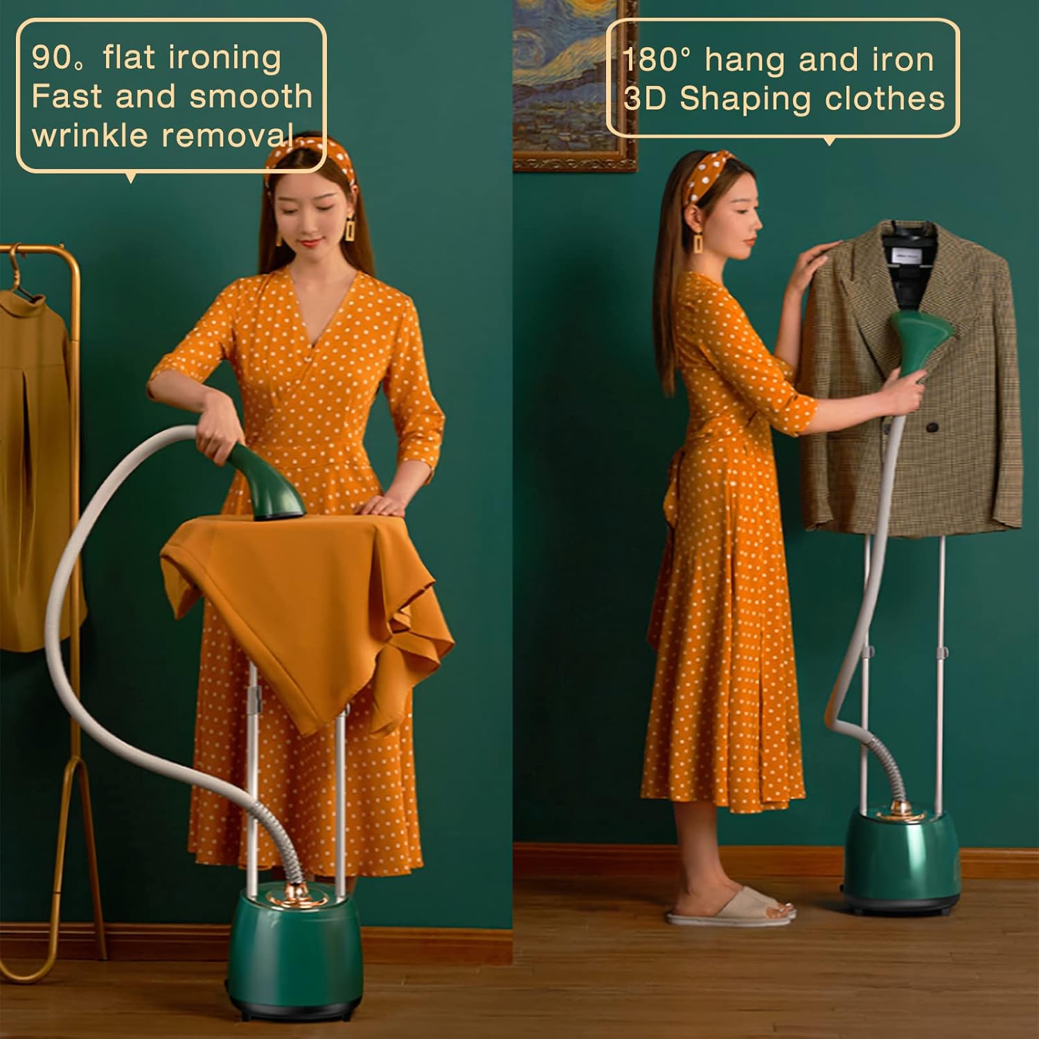 Clothes Clothes Steamer Upright with 35G/Min Steam Flow, Garment Steamer Releases Wrinkles in No Time - Garment Steamer Suitable for All Fabrics, 2.3L Water Tank