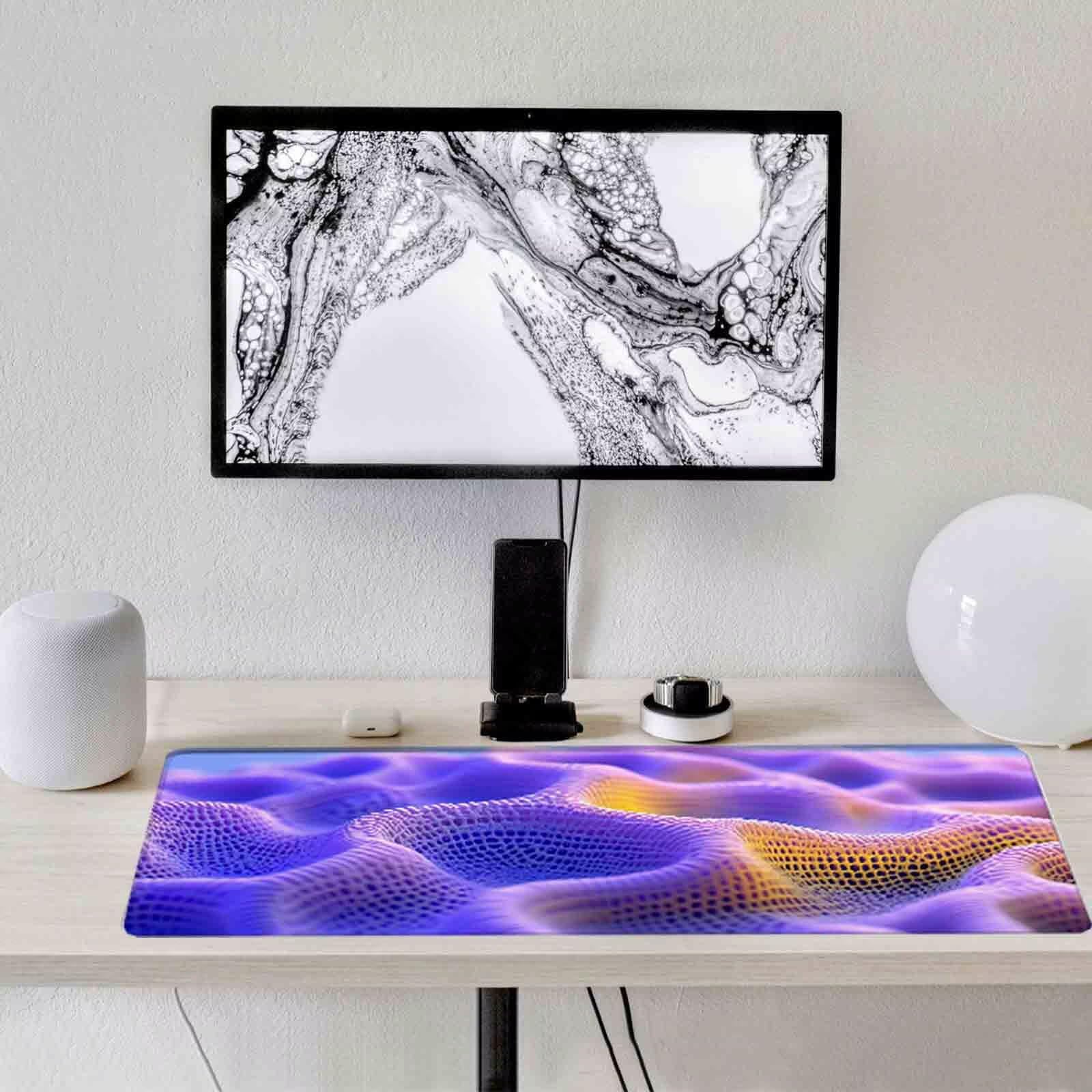 Fioletowa abstrakcyjna podkładka pod mysz XXL podkładka pod mysz 1000 x 500 mm podkładka pod mysz ze zszytymi krawędziami i gumową podstawą antypoślizgowa podkładka pod mysz XXL do komputera, laptopa