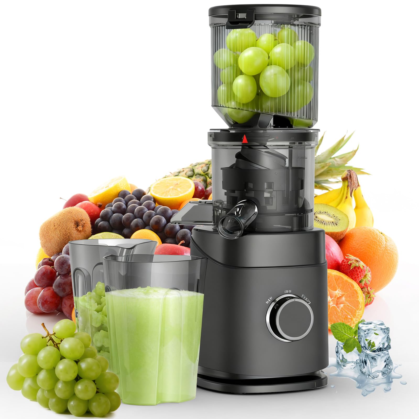 Juicer Machines 150W Cold Press Juicer with Wide Chute Slow Masticating Juicers High Juice Yield for Leafy Greens