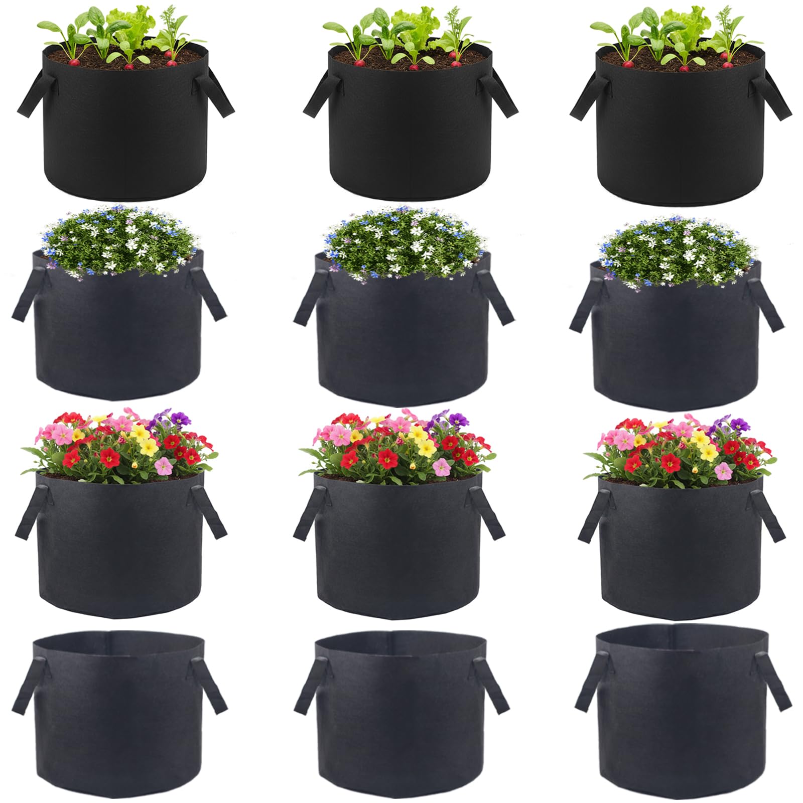 Sacs de culture de légumes 37L respirants avec poignées pour extérieur