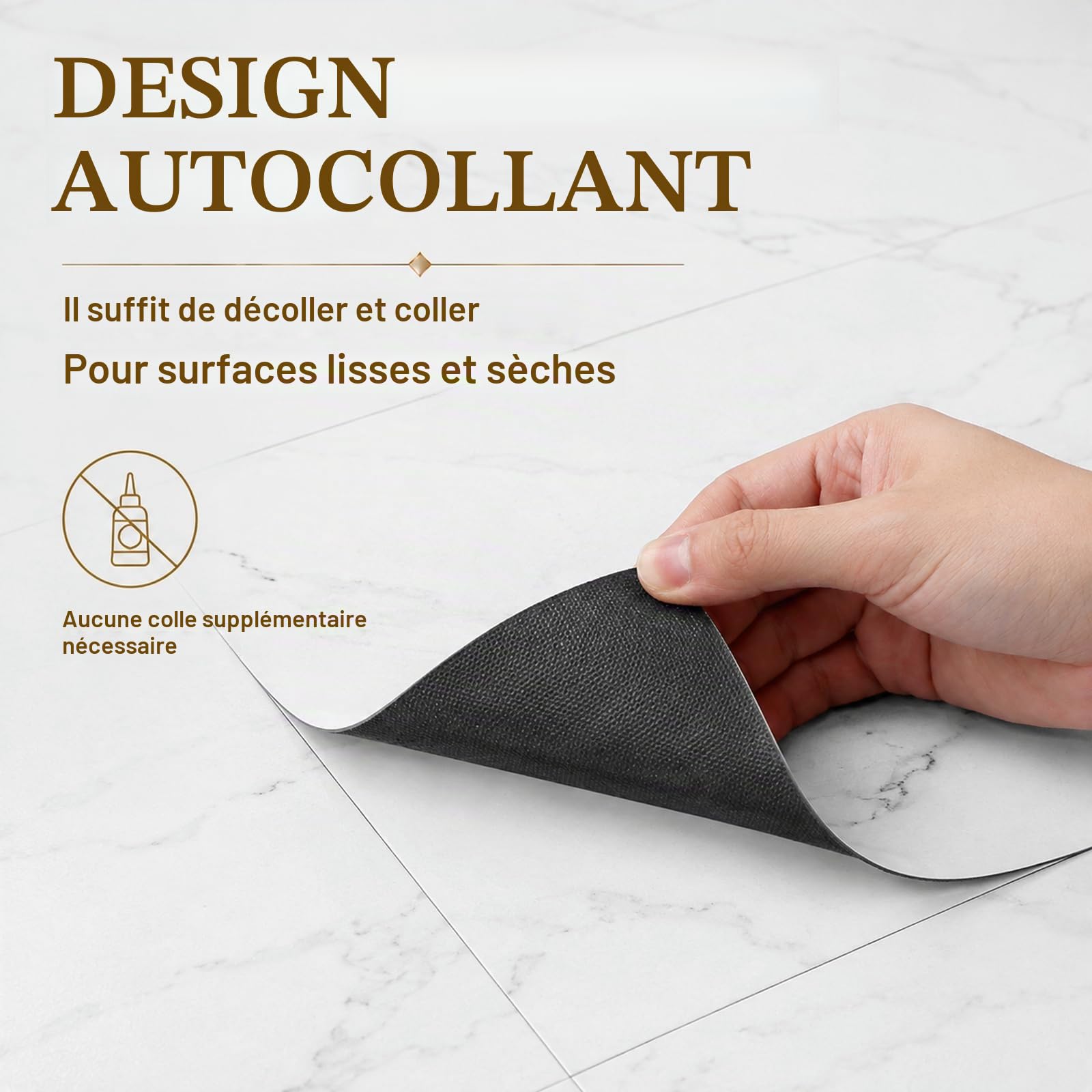 CYEER 40 Dalles PVC Adhésives Sol 30x30cm, Sol Vinyle Autocollant Effet Marbre Blanc, Revêtement de Sol Imperméable et Épais pour Cuisine, Salle de Bain et Salon, Kit de Rénovation DIY 3,6 m²